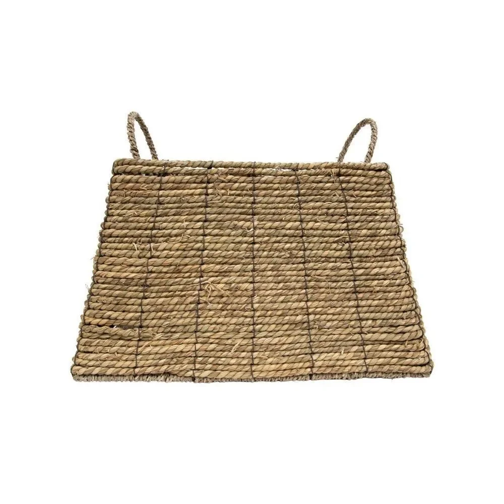 Natural Woven Natural Seagrass & Metal Basket